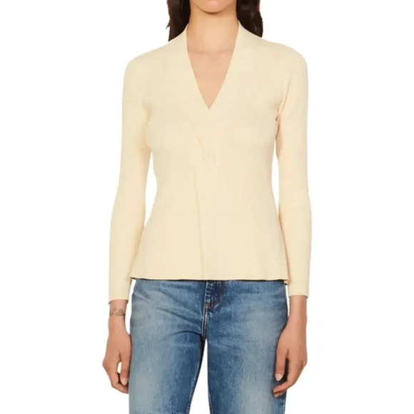 SANDRO Louane Twist Front V-neck Sweater - Picture 1 of 8